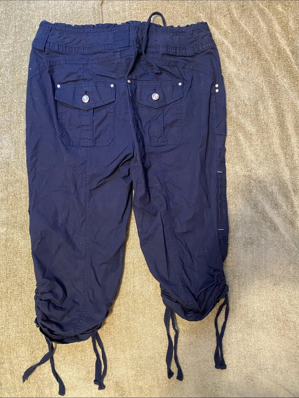 INC International Concepts Navy Cargo Bermuda Shorts with Drawstring Hems